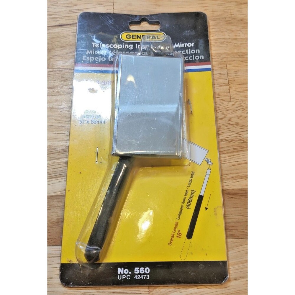 General Tools #560  2" x 3-3/8" Glass Inspection Mirror Extends 11-1/2" - 16"